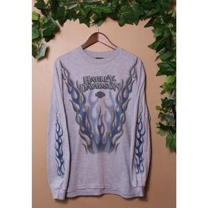 VINTAGE HARLEY DAVIDSON MOTORCYCLE DOUBLE SIDED FLAME TSHIRT MENS SIZE LARGE